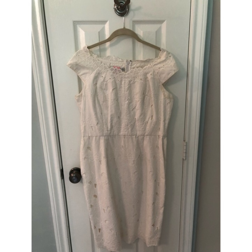 Maggy London Eyelet Overlay Midi Dress